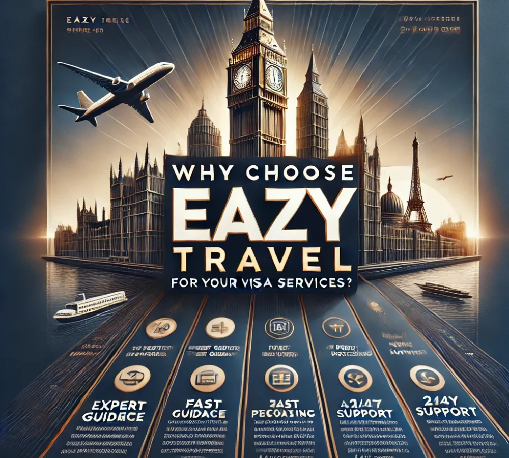 DALL·E 2025-03-24 15.50.55 - A professional promotional image for 'Eazy Travel' highlighting why customers should choose their visa services. The image should have___- A sleek and